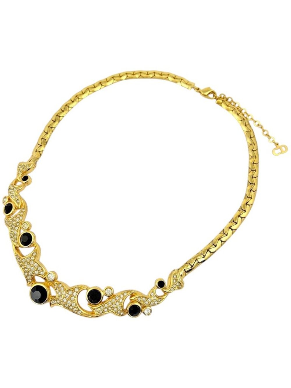Dior Necklace Choker Rhinestone Gold